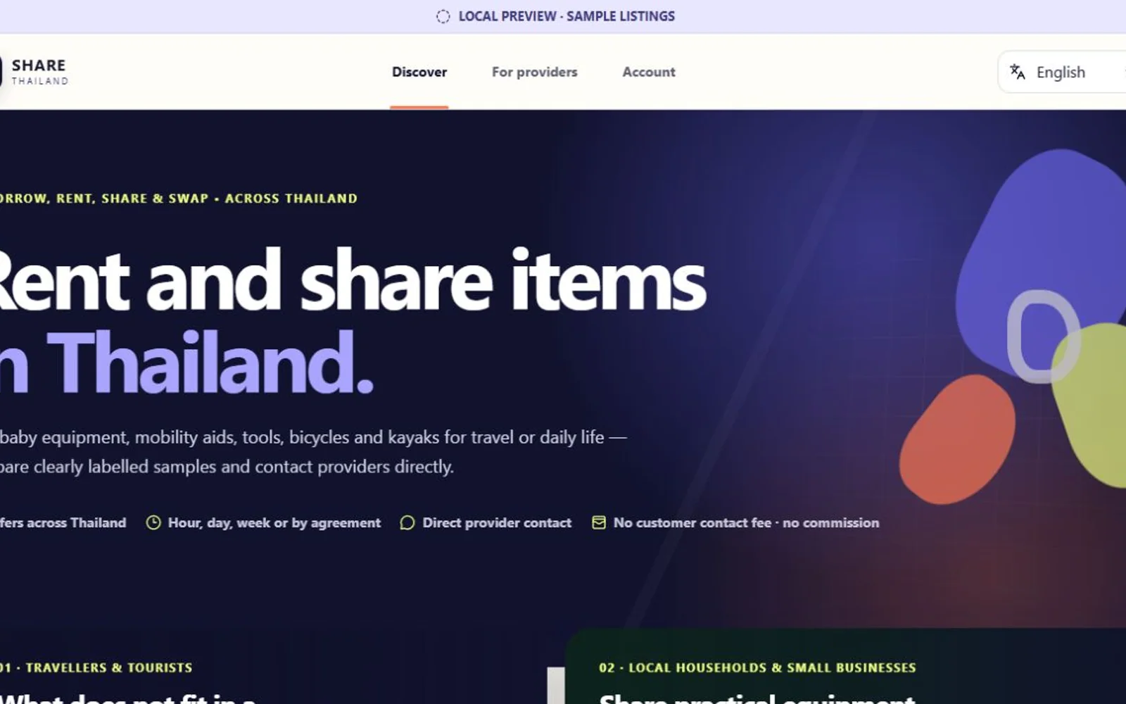 Aktuelle Share Thailand Oberfläche als Beispiel für eine mehrsprachige Web-App